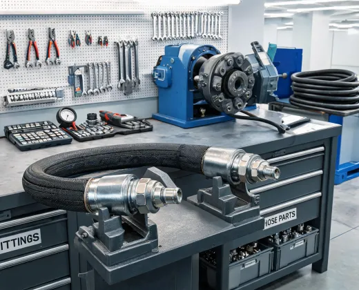 Industrial hose assembly bench